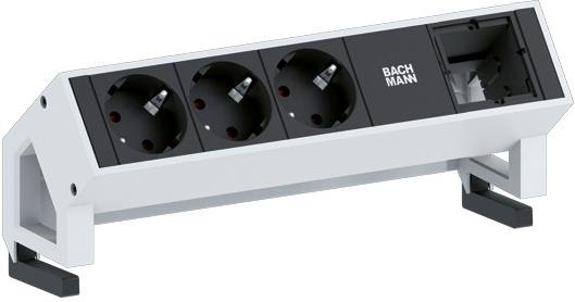 Модул DESK 2 с 3х Шуко и 1х празен модул, цвят Бял, Bachmann, BACHMANN, B902.200