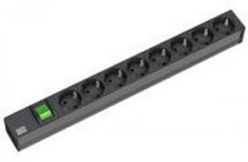 Разклонител PDU 19" 1U 8x ШУКО, с ключ, кабел 2м и щепсел универсален 16A, Bachmann, BACHMANN, B801.0008