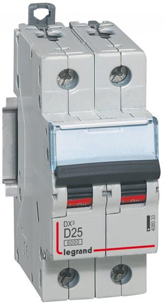 Автоматичен прекъсвач DX3 2P 25A крива D 6kA Legrand, LEGRAND НИСКО НАПРЕЖЕНИЕ, 408033