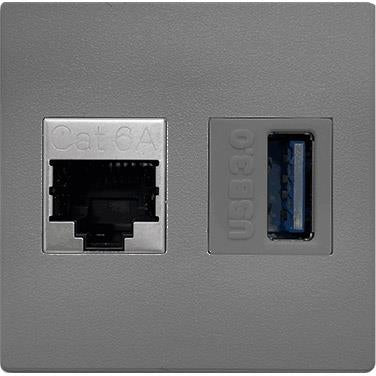 Модул IMP с 1х RJ45 Cat.6A и 1х USB 3.0 цвят Сив, ABL, ABL Сърбия, 2T0210DU