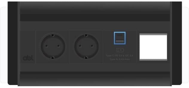 Модул Flip-S 4M с 2х Шуко, USB тип A+C и 1х празен модул, цвят Черен/Черен, ABL, ABL Сърбия, 2G4BF2A4