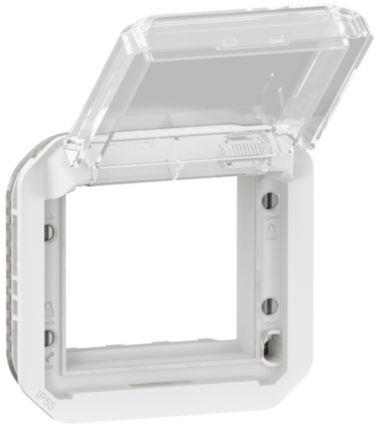 Адаптер за Mosaic 45x45мм с прозрачен капак механизъм цвят Бял IP55 Plexo New Legrand, LEGRAND, 69695L