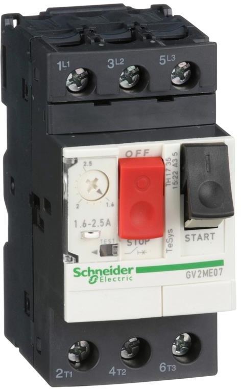 Моторна защита TeSys GV2ME 0.75kW TM 1.6…2.5A 100kA SE, SCHNEIDER ELECTRIC НИСКО НАПРЕЖЕНИЕ, GV2ME07