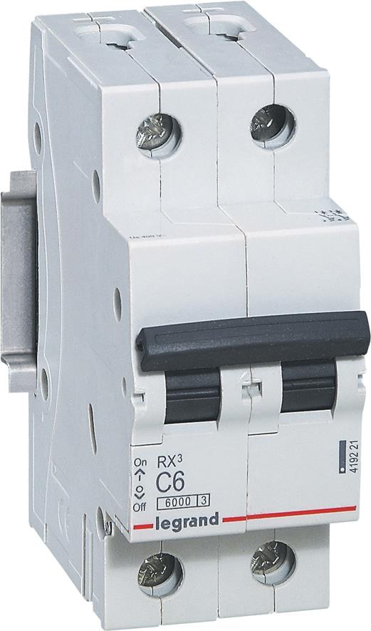 Автоматичен прекъсвач RX3 2P 6A крива С 6kA Legrand, LEGRAND НИСКО НАПРЕЖЕНИЕ, 419221