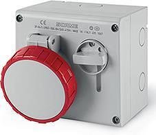 Промишлен контакт 3P+N+Е 16A IP66 с механична блокировка серия Omnia Scame-505.1687 червен