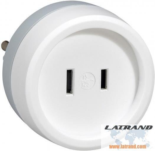 Адаптер от USA / ЕВРО стандарт бял 10А без заземяване Legrand - 50385