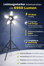 RIGEL LED Работна лампа със статив – 55W, 4950 lm, 6500K