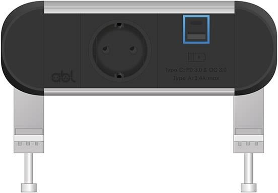 Модул Chroma 2M с 1х Шуко и USB тип A+C Power Delivery 65W, цвят Черен, ABL, ABL Сърбия, 2A00F1H3