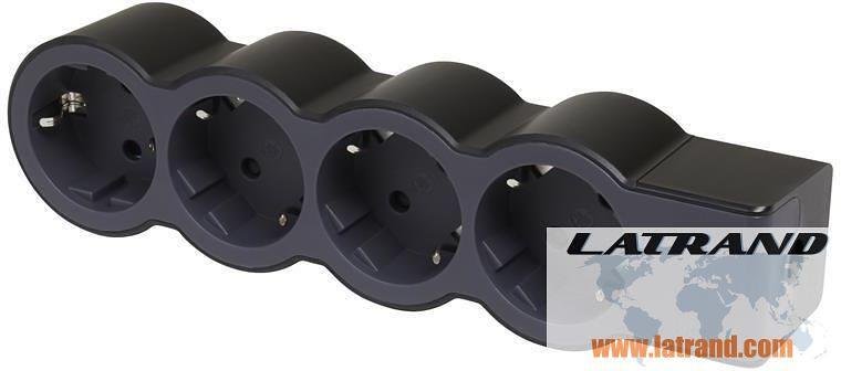 Разклонител 4x2P+E без кабел Standard NEW Legrand 694576 ЧЕРЕН