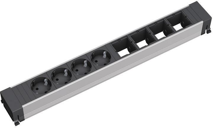 Модул за TOP FRAME или CONFERENCE 8M с 4х Шуко и 4х празни модула, цвят Черен, Bachmann, BACHMANN, B909.007