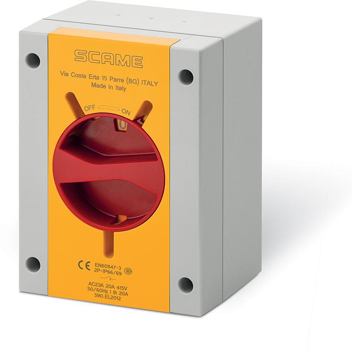 Пакетен прекъсвач Y1 32A 3P+N I-0 в кутия 110x150x87mm IP66 Isolators Scame, SCAME, 590.EM3215