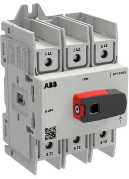 Разединител OT125G3-3BS 125A 3P I-0 за DIN монтаж с ръкохватка ABB, 1SCA162521R1001