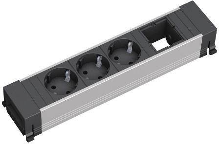 Модул за TOP FRAME или CONFERENCE 4M с 3х Шуко и 1х празен модул, цвят Черен, Bachmann, BACHMANN, B909.004