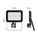 Прожектор LED 50W 4000K 5000lm 120° x 120° 25000h IP44 черен с датчик SIMPO EMOS