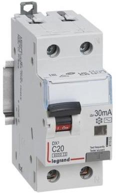 ДТЗ комбинирана DX3 1P+N 20A крива C 30mA тип AC 6kA 2 мод. Legrand /до изчерпване/, LEGRAND НИСКО НАПРЕЖЕНИЕ, 411003