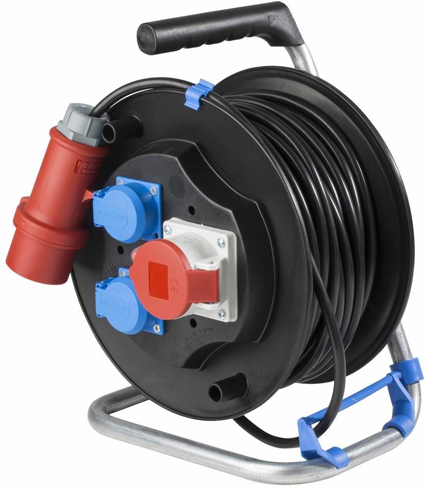 Макара трифазна 20m H05VV-F 5G1.5mm2 термична защита 2 шуко + 3P+N+T 16A с капак и водач на кабела AS-Schwabe /до изчерпване/