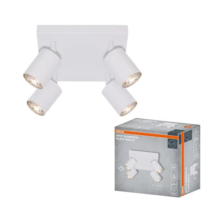 LED ОСВЕТИТЕЛНО ТЯЛО SPOT ELEMENTAL WHITE 4XGU10 PLATE WHITE LEDVANCE
