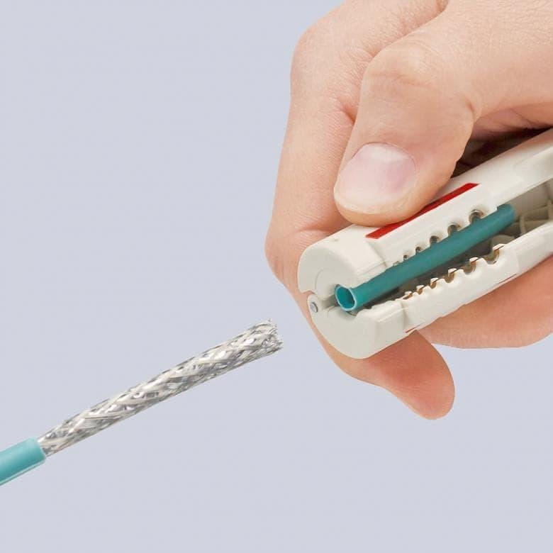 Инструмент за заголване на LAN кабели, сива ръкохватка 125мм, с фиксатор, Knipex - K1665125SB
