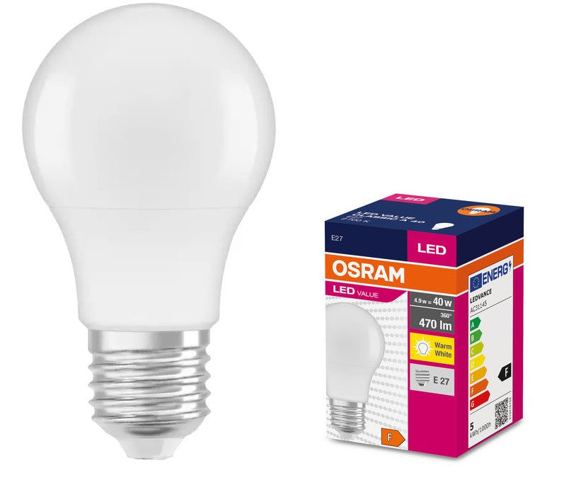 LED ЛАМПА VALUE CLA40 470lm/827 E27 LEDVANCE