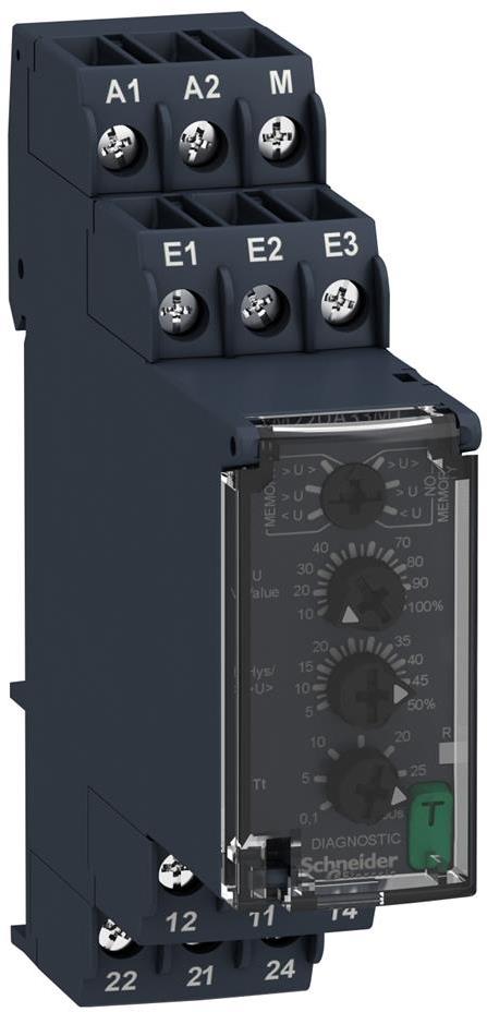 Реле за контрол на напрежение 1P мин+макс праг, 2c/o 8A, 380...415Vac SE, SCHNEIDER ELECTRIC НИСКО НАПРЕЖЕНИЕ, RM22UA33MT