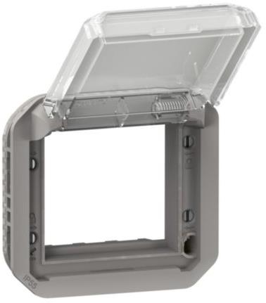 Адаптер за Mosaic 45x45мм с прозрачен капак механизъм цвят Сив IP55 Plexo New Legrand, LEGRAND, 69580L