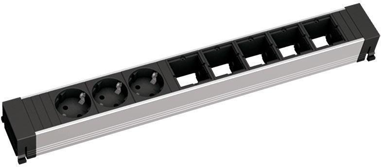 Модул за TOP FRAME или CONFERENCE 8M с 3х Шуко и 5х празни модула, цвят Черен, Bachmann, BACHMANN, B909.006