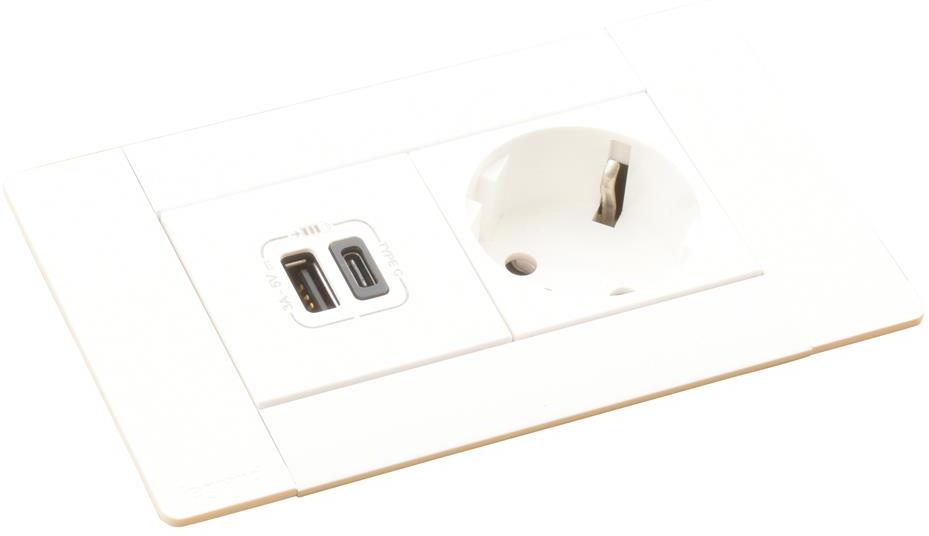 Мебелна кутия с 1х Шуко и USB тип A+C, кабел 2m, 134x80mm, цвят БЯЛ, Incara Multilink Legrand, LEGRAND, 654779