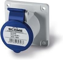 Промишлен контакт 2P+Е 16A 230V IP54 ПРАВ серия Optima панелен монтаж 75х75мм Scame-423.1663