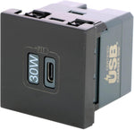 Розетка USB за зареждане тип C Power Delivery 30W 2 мод. цвят Черен Mosaic Legrand, LEGRAND, 79185L