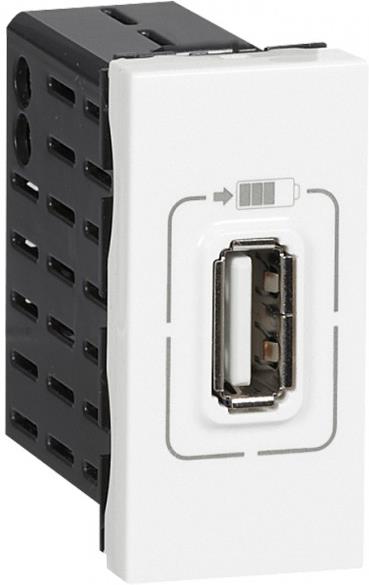 Розетка USB за зареждане тип А 1.1A 5.5W 1 мод. цвят Бял Mosaic Legrand, LEGRAND, 77591