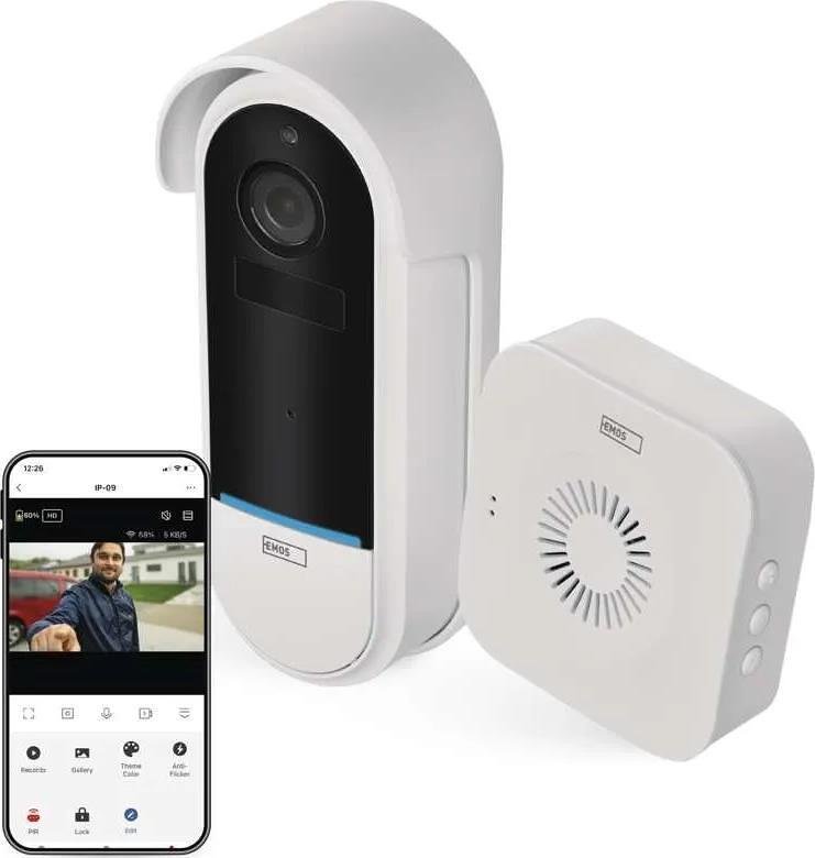 Видео бутон и звънец с батерия IP-15S Wi-Fi GoSmart EMOS