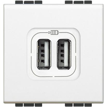 Розетка 2xUSB за зареждане тип A 3A 15W 2 мод. цвят Бял LL Bticino, BTICINO, N4285C2