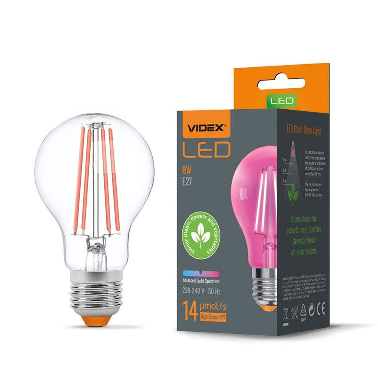 LED ЛАМПА VLE-A60FF-08271 PLANT GROW 8W E27 VIDEX
