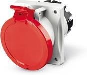 Промишлен контакт 3P+N+Е 63A 346-415V IP54 серия Optima панелен монтаж 100х110мм Scame-413.6367 червен/бял