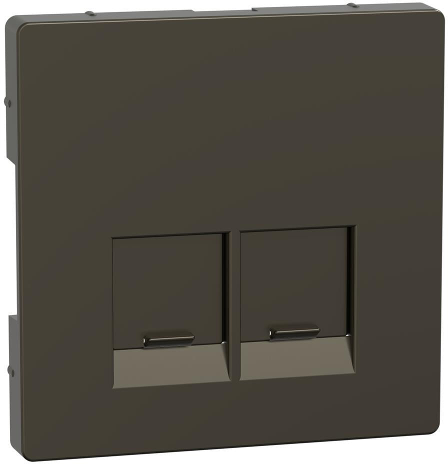 Лицев панел за 2xRJ45 цвят Мока System Design Merten SE, SCHNEIDER ELECTRIC, MEG4572-6052