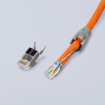 Инструмент за кримпване на RJ45, заголване и рязане, синьо-червена ръкохватка 190мм, с пружина, Knipex - K975113