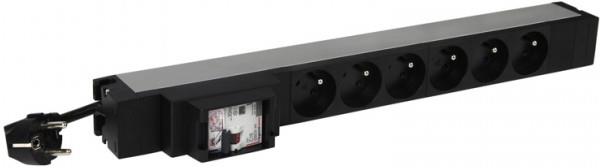 Разклонител PDU 19" 1U 6x ФРЕНСКИ стандарт, с RCD 30mA, кабел 3м и щепсел универсален 16A, Legrand, LEGRAND, 646833