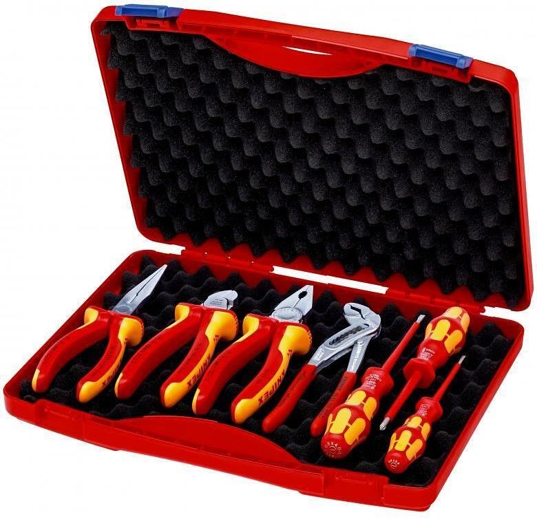 Комплект в куфар RED с 7 бр. инструменти VDE 1000V за електротехници, Knipex - K002115