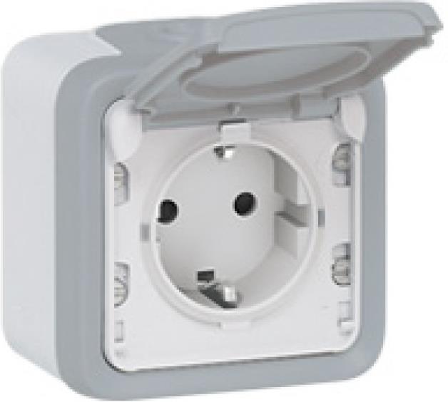Контакт шуко открит монтаж 16A IP55 цвят Сив Plexo Legrand