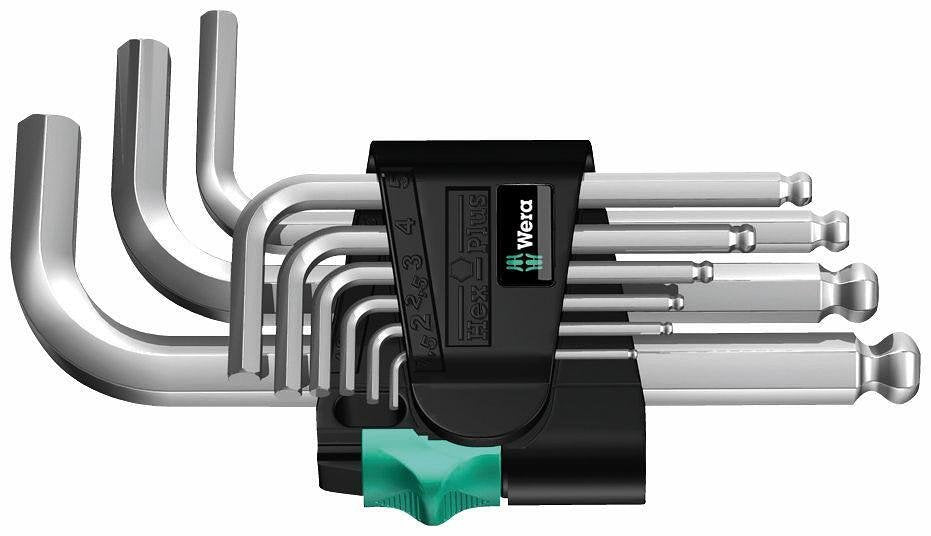 Комплект шестограми къси, 9х (1.5…10), в щипка, 950 PKS L-key Chrome Wera - W133163