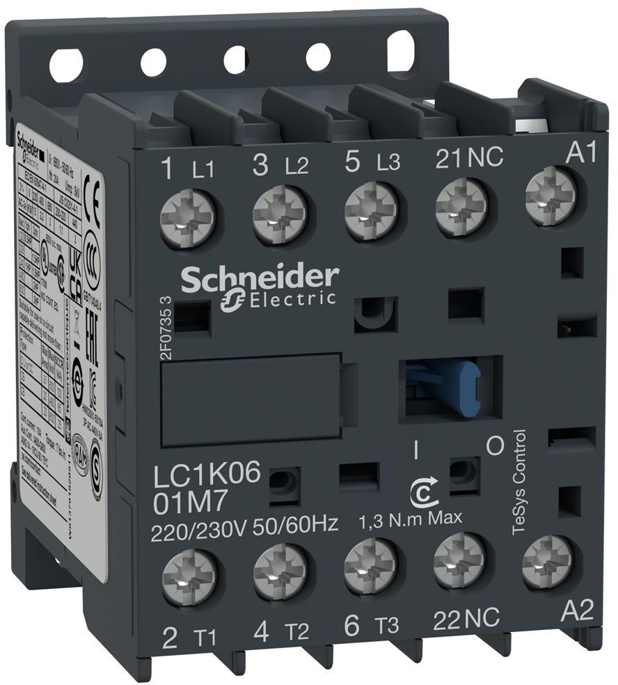 Контактор TeSys K 3P 2.2kW (6A AC-3) 1NC 42V 50/60Hz SE, SCHNEIDER ELECTRIC НИСКО НАПРЕЖЕНИЕ, LC1K0601D7