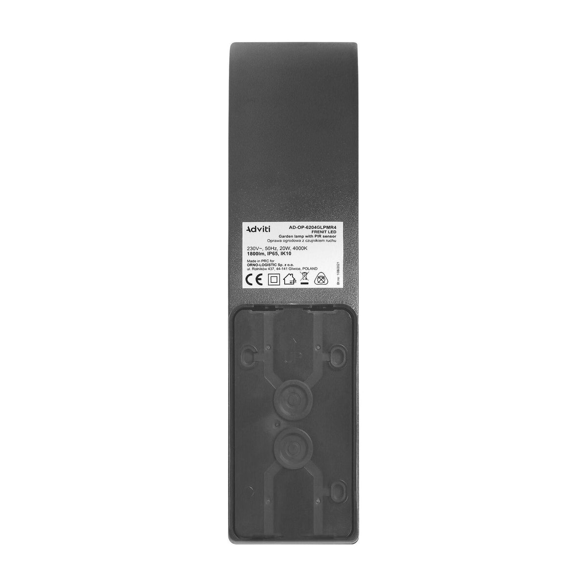 FRENIT LED 20W, градинско осветително тяло със сензор за движение, 2000lm, IP65, 4000K, димер, сиво - AD-OP-6204GLPMR4, ADVITI