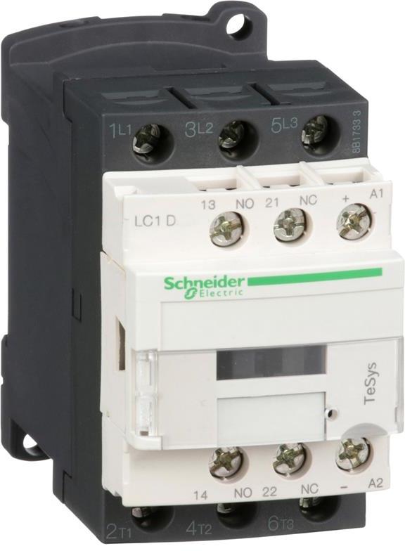 Контактор TeSys D 3P 7.5kW (18A AC-3) 1NO-1NC 24V DC SE, SCHNEIDER ELECTRIC НИСКО НАПРЕЖЕНИЕ, LC1D18BD