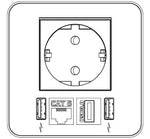 Модул SourceCover с 1х Шуко, 2x USB тип A, RJ45 Cat.6 и USB C, цвят Черен, Digitel, DIGITEL, DT14259
