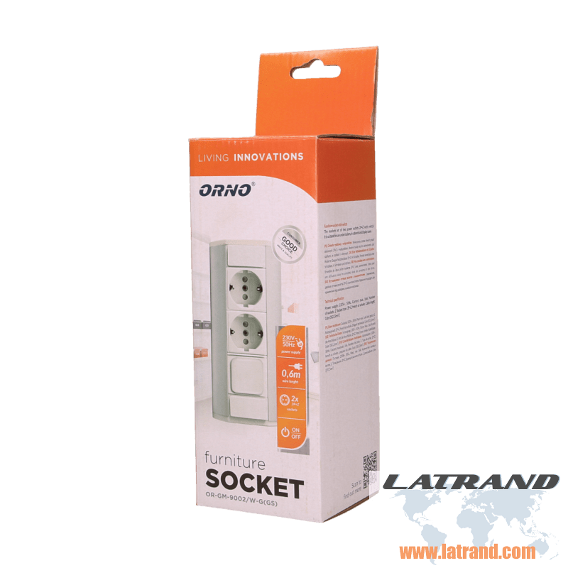 Ъглов контакт с детска защита , 2 отделения шуко- OR-GM-9002W-G(GS), ORNO