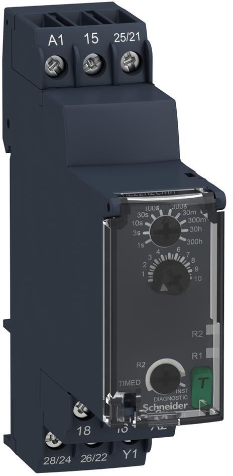 Реле за време, закъснение при изключване, 1x 0.3s…300h, 2c/o 8A, 24...240Vac SE, SCHNEIDER ELECTRIC НИСКО НАПРЕЖЕНИЕ, RE22R2CMR