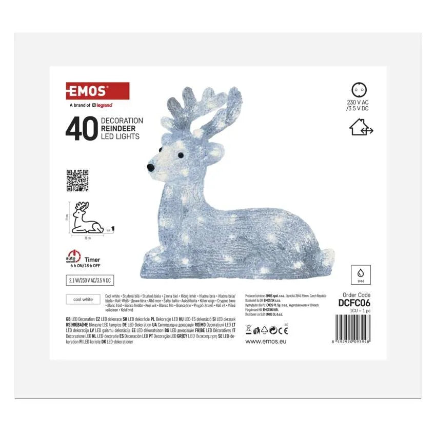 Декорация еленче 31x14x27см LED студена светлина IP44 с таймер FIGURES EMOS, DCFC06