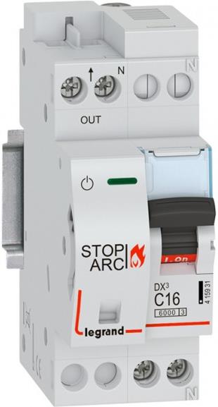 Автоматичен прекъсвач AFDD серия DX3 STOP ARC 1P+ND крива C 16A, LEGRAND НИСКО НАПРЕЖЕНИЕ, 415931