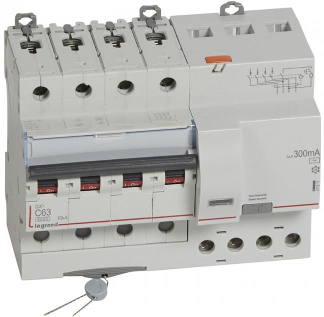 ДТЗ комбинирана DX3 4P 63A крива C 300mA тип AC 6kA 7 мод. Legrand, LEGRAND НИСКО НАПРЕЖЕНИЕ, 411211