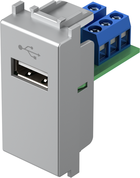 Розетка USB A 2.0 за данни 1 мод. цвят Сребро мат Modul TEM, KM51ES